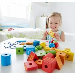 Cheapest ✔️ Hape 32-piece Set Threaded Blocks 😍 -Toys for Toddlers (12+ m) Shop hape 32 tlg set fadel klotze e1019 d2