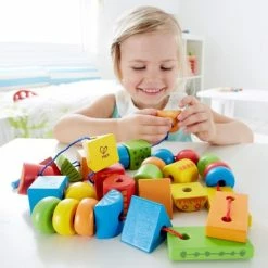 Cheapest ✔️ Hape 32-piece Set Threaded Blocks 😍 -Toys for Toddlers (12+ m) Shop hape 32 tlg set fadel klotze e1019 d3