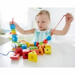 Cheapest ✔️ Hape 32-piece Set Threaded Blocks 😍 -Toys for Toddlers (12+ m) Shop hape 32 tlg set fadel klotze e1019 d4