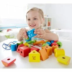 Cheapest ✔️ Hape 32-piece Set Threaded Blocks 😍 -Toys for Toddlers (12+ m) Shop hape 32 tlg set fadel klotze e1019 d5